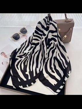 Black & White Zebra Print Silk Scarf - Classic Women Accessories